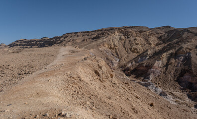 Ascending of Mount Ardon, 722 m ASL, located to the East of the Ramon Crater, near Mitzpe Ramon, south of Beer Sheba, Negev Desert, Israel