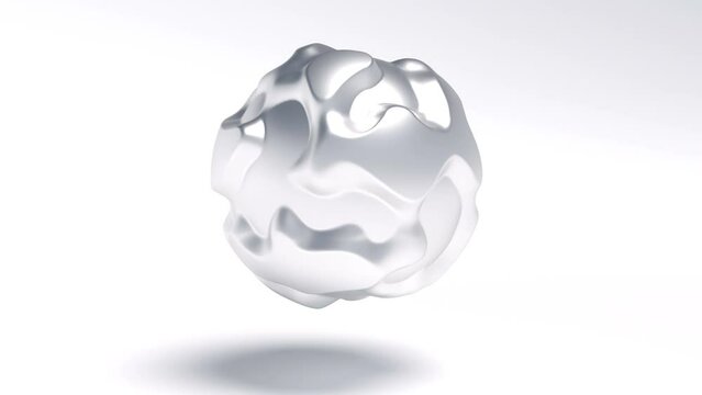 Liquid chrome metal Futuristic concept Wavy sphere intro on white 4k