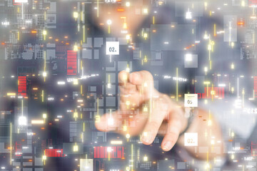 Neural network 3D illustration. Big data and cybersecurity