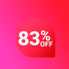 83% off Sale banner offer ad discount promotion vector banner. price discount offer. season sale promo sticker colorful background