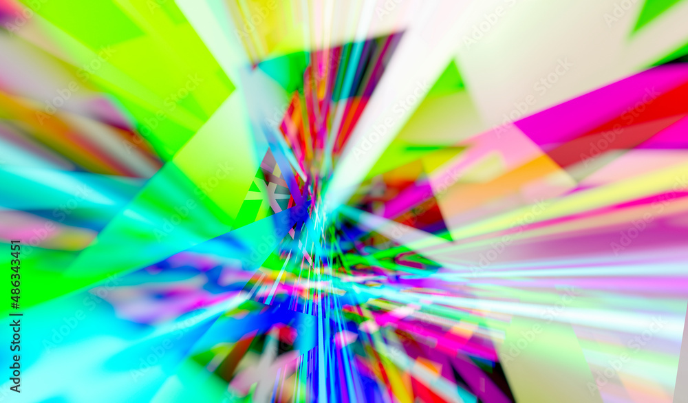 Aufkleber abstract composition of multi-colored rays and light reflections, 3d rendering, blurred image