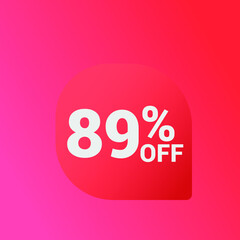 89% off Sale banner offer ad discount promotion vector banner. price discount offer. season sale promo sticker colorful background