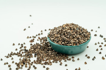 Sweet buckwheat seeds on a monochrome background