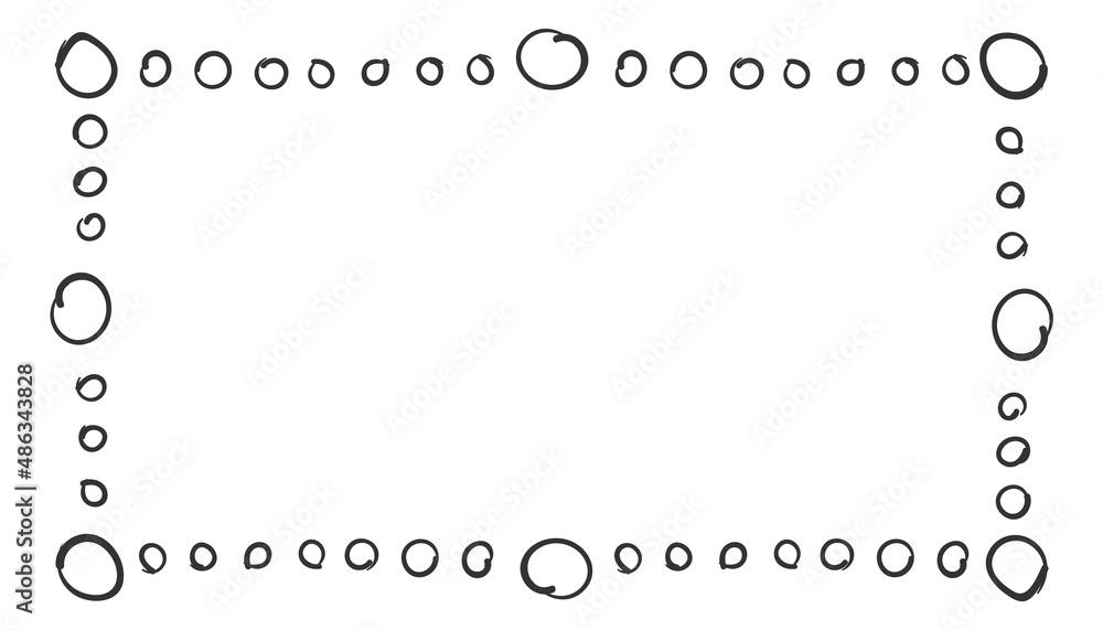Poster dot pattern border in cute doodle style. empty text frame
