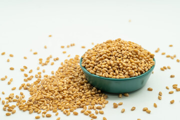 Wheat seeds on a monochrome background