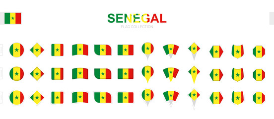 Large collection of Senegal flags of various shapes and effects.