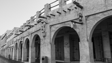 Fototapeta na wymiar Historic building in Souq Waqif district of Doha, Qatar.