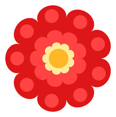Floral ornament element. Round decorative red flower
