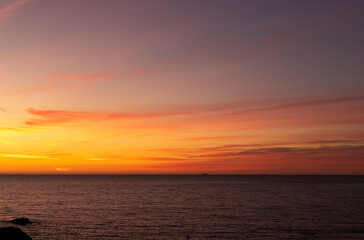 Fototapeta na wymiar Sunset over the sea, Canidelo, Portugal