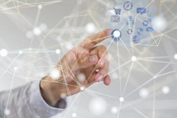 Connecting lines and dots.Big data visualization