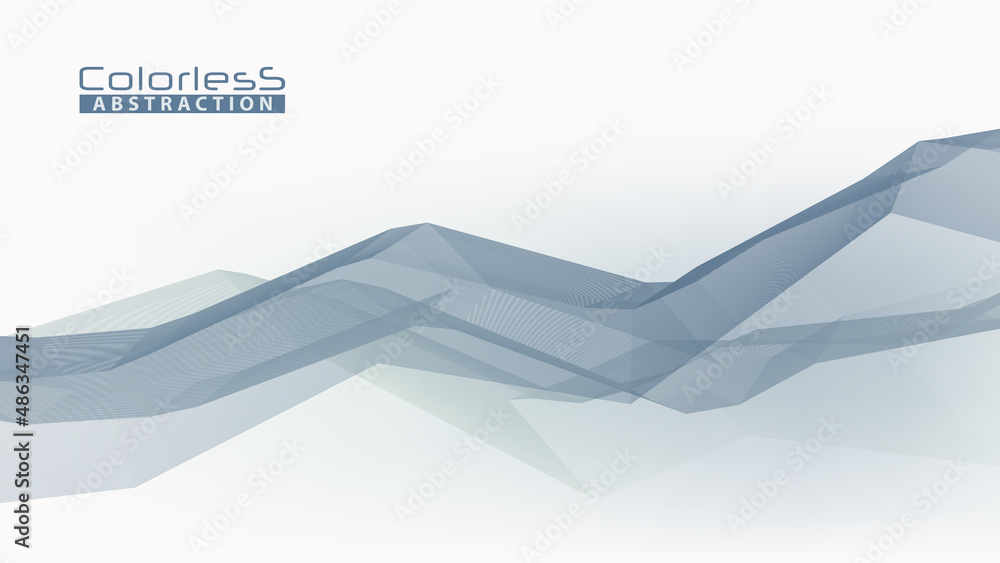 Poster colorless abstraction. bluish gray complex polyline
