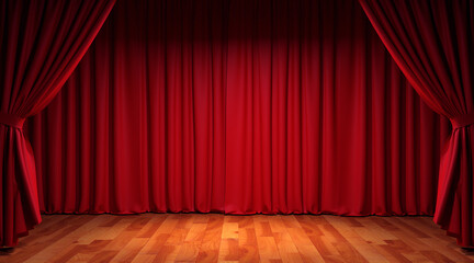 Theater stage red curtains. 3d illustration