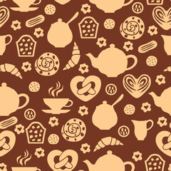 Pattern seamless of bun and tea