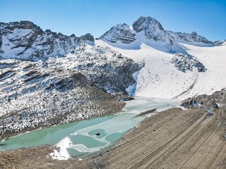 Mountain view and lakes in Ecrins national park from, France