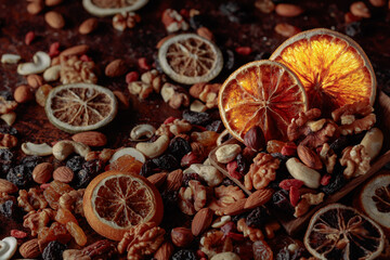 Dried fruits and nuts.