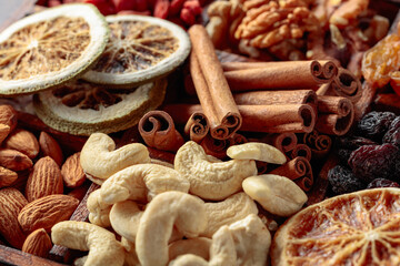 Dried fruits and nuts.