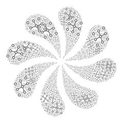 Nodes icon twirl burst turbine salute composition. Turbine whirlpool created using random nodes icons.