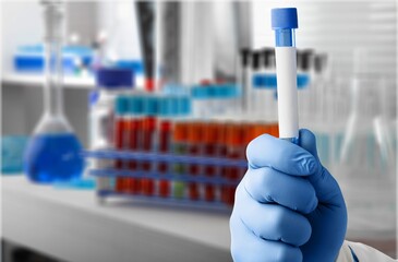 Omicron Variant on test tube, Covid 19 concept