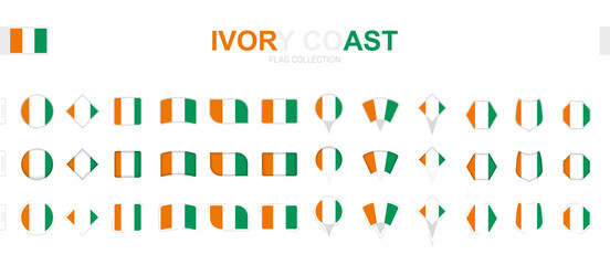 Large collection of Ivory Coast flags of various shapes and effects.