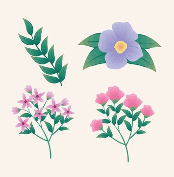 flowers and leaves icons
