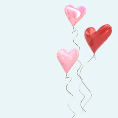 Fototapeta na wymiar Valentine's Day card. Balloons in the form of hearts.