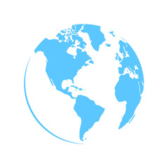 Fototapeta na wymiar Blue curved World map. Blue Earth planet background illustration.