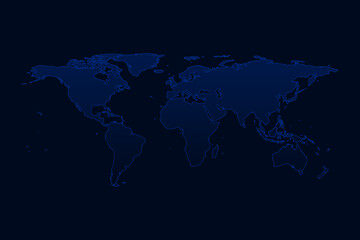Blue World Map on black background