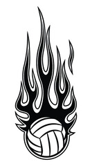 Vector illustration of volleyball ball with classic flame.