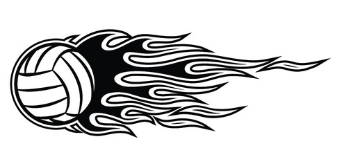 Vector illustration of volleyball ball with classic flame.