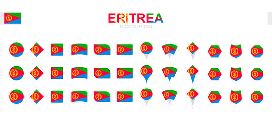 Large collection of Eritrea flags of various shapes and effects.