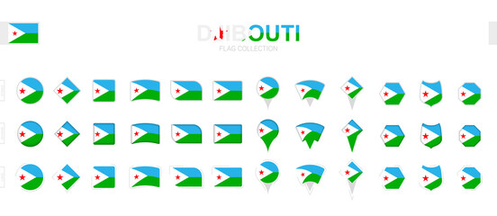 Large collection of Djibouti flags of various shapes and effects.