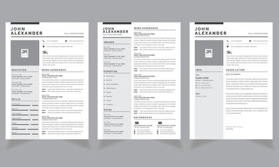 Simple Resume Template and Cover Letter with Gray Accents