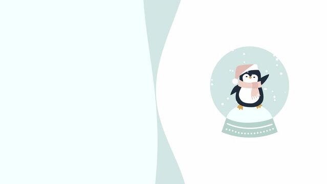 4k video of cartoon penguin icon on white background.