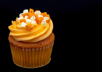 cupcake with sprinkles  on black