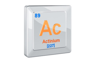 Actinium Ac, chemical element sign. 3D rendering