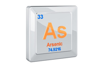 Arsenic As, chemical element sign. 3D rendering