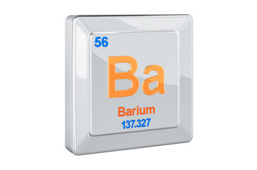 Barium Ba, chemical element sign. 3D rendering