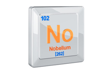 Nobelium No, chemical element sign. 3D rendering