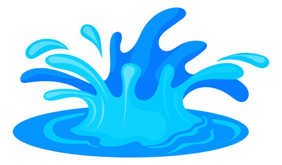 Fototapeta na wymiar Cartoon splash effect. Blue water motion flash