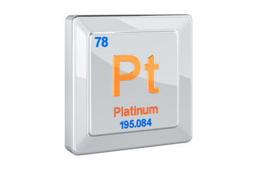 Platinum Pt, chemical element sign. 3D rendering