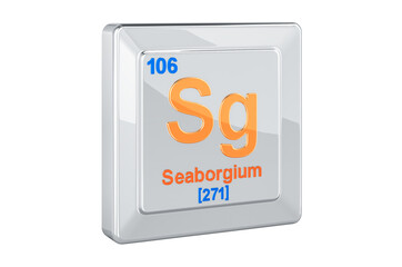Seaborgium Sg, chemical element sign. 3D rendering