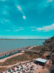 view of the sea and the city