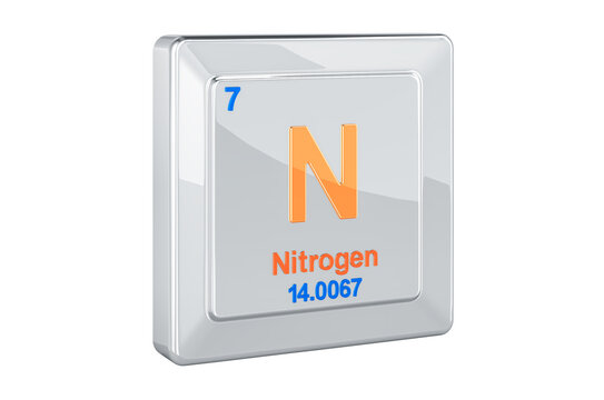 Nitrogen N, chemical element sign. 3D rendering