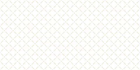 Deurstickers Vector golden abstract geometric seamless pattern in oriental style. Luxury minimal background. Simple graphic ornament. Subtle elegant white and gold texture with diamonds, mesh, grid, lattice, net © Olgastocker