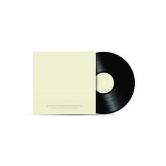 Mockup of vinyl music disc. Music lp retro vinyl disc template. 3d realistic vector illustration isolated on white background.
