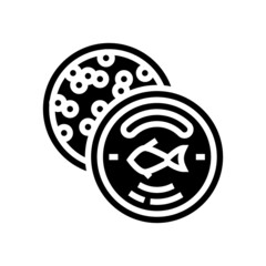 Naklejka premium caviar seafood glyph icon vector. caviar seafood sign. isolated contour symbol black illustration