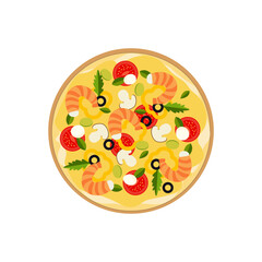 pizza with shrimp, pizza on white background