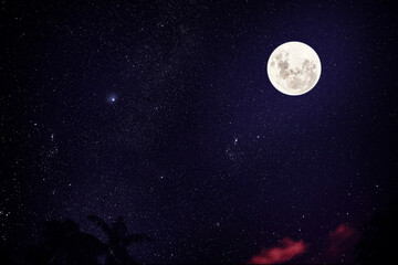 Fototapeta na wymiar Super Full moon against the background of the starry sky