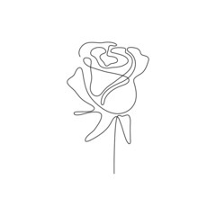 One line rose flower. Creative artwork flower silhouette. Hand drawn minimalism style vector illustration.