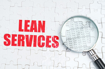 There is a magnifying glass on the puzzles, next to it is written - LEAN SERVICES